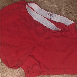Red soffe shorts, lightly worn
